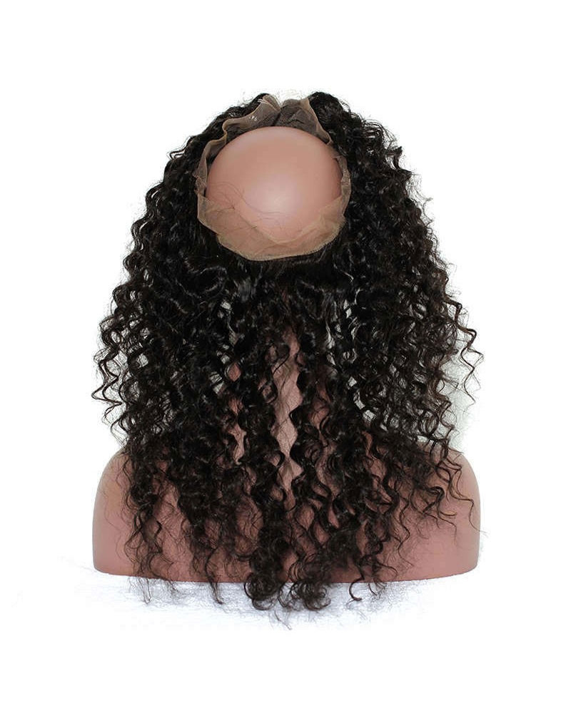 Brazilian Virgin Hair Deep Curly 360 Lace Frontal With 3 Bundles Kfb04 